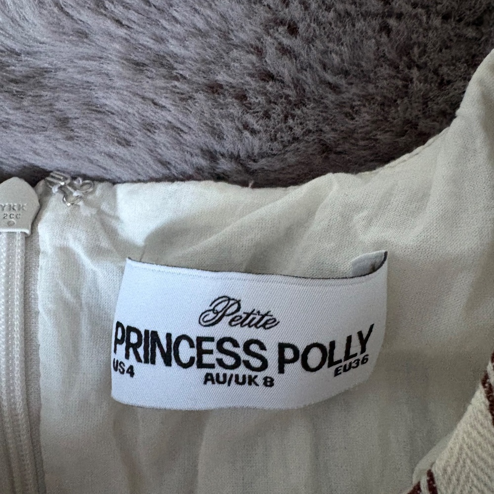 Princess Polly Cream Mini Dress with Brown Stripes - Picture 3 of 3